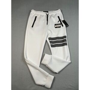 Public Record Men White Athletic Track Pant Small Standard Fit‎ Moisture Wicking